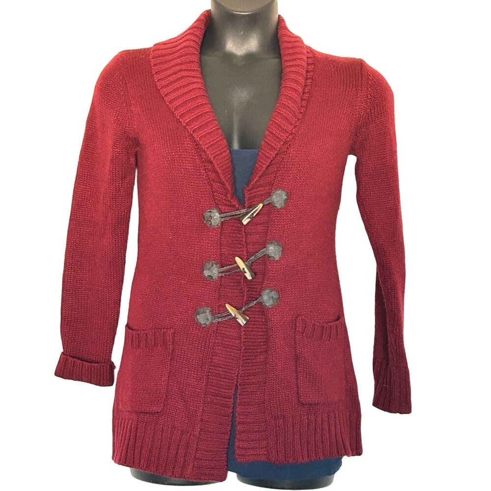 womens Burgundy long sleeve Cardigan Sweater